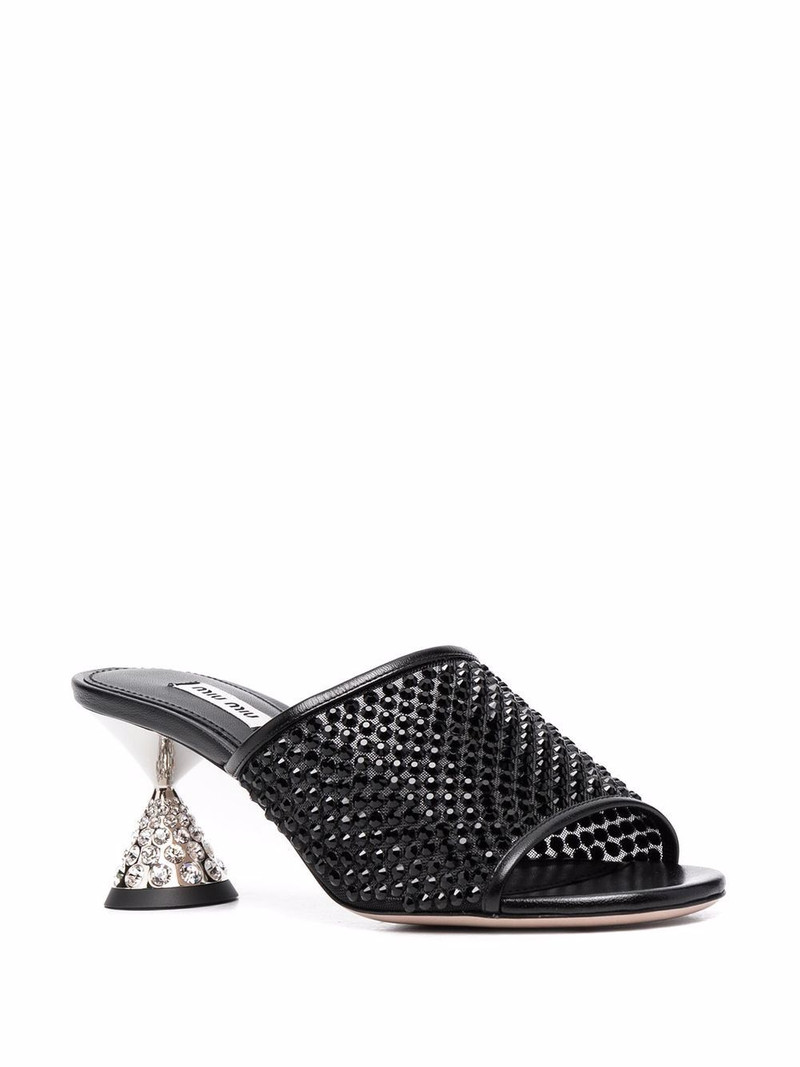Miu Miu crystal-embellished leather sandals outlook