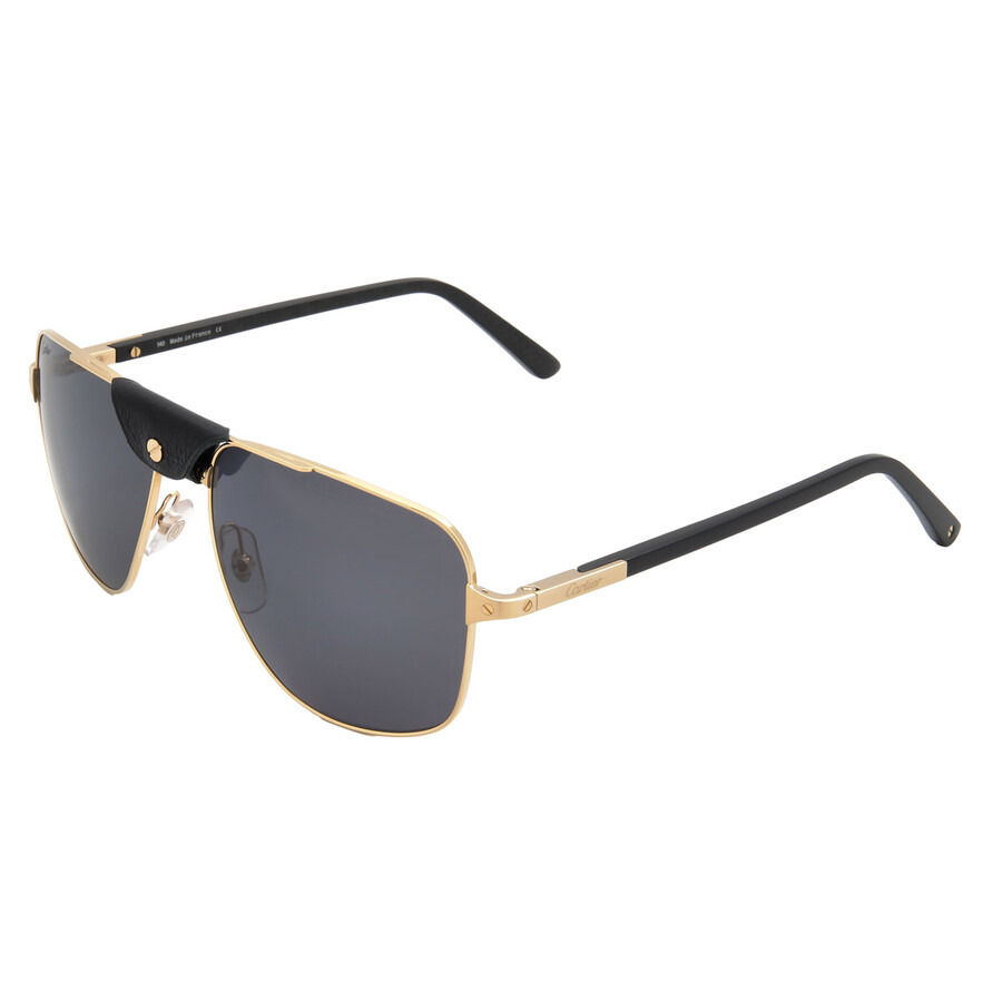 Cartier Santos de Cartier Polarized Grey Pilot Men's Sunglasses CT0097S 001 59 - 4