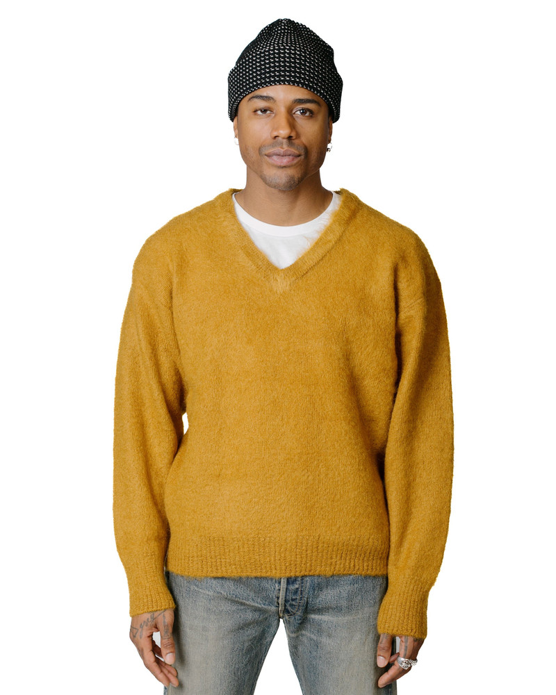 The Real McCoys MC23109 JM Mohair V-Neck Sweater Mustard outlook
