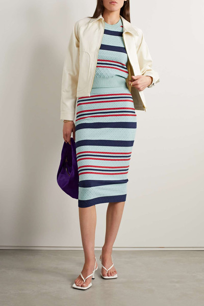 HIGH SPORT Leo striped jacquard-knit cotton-blend midi skirt outlook