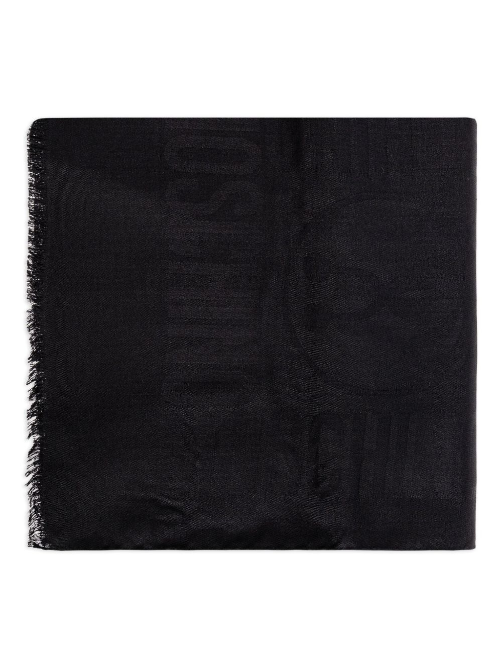 logo-jacquard fringed scarf - 1