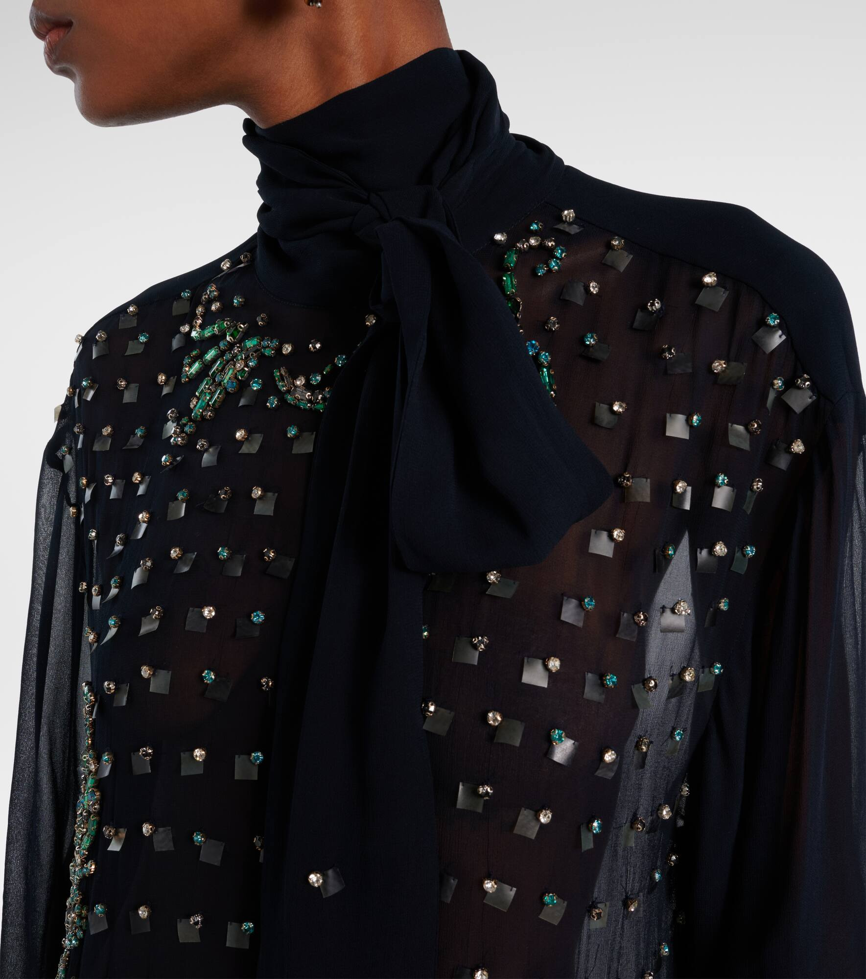 Embellished sheer midi dress - 4