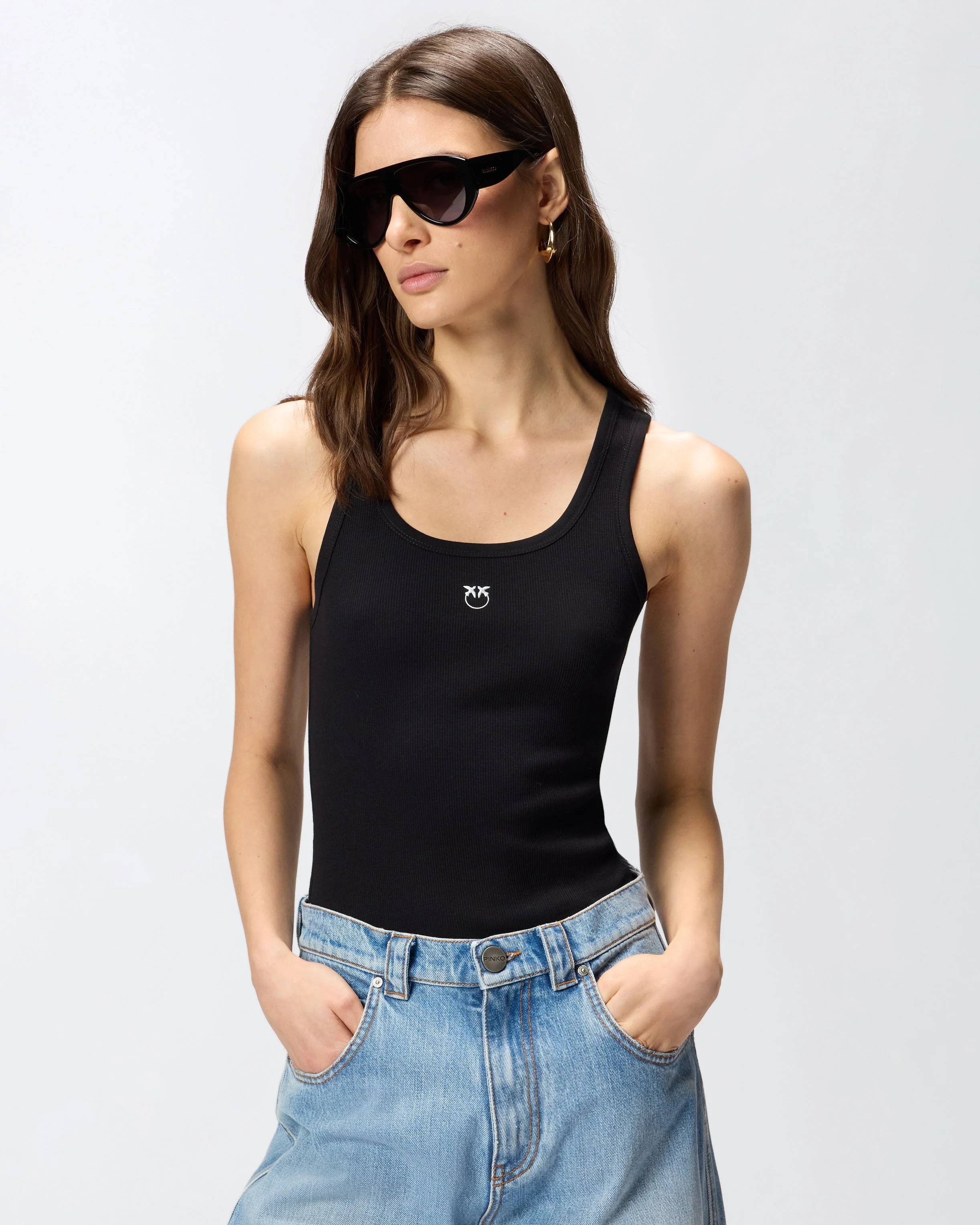 VEST TOP WITH LOVE BIRDS GOLDEN DETAIL - 1