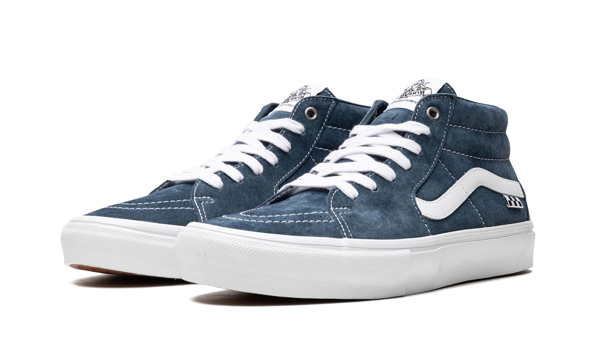 Pig Suede Skate Grosso Mid "Blue/White" - 2