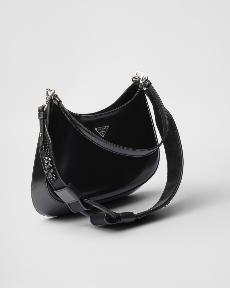 Prada Embroidered Re-Nylon and leather shoulder strap outlook