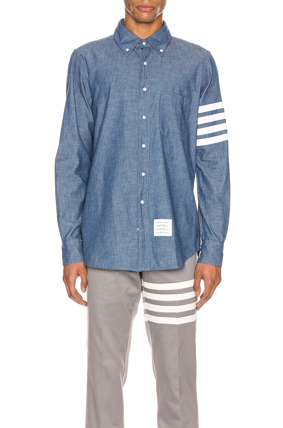 Straight Fit Button Down Long Sleeve Shirt - 1