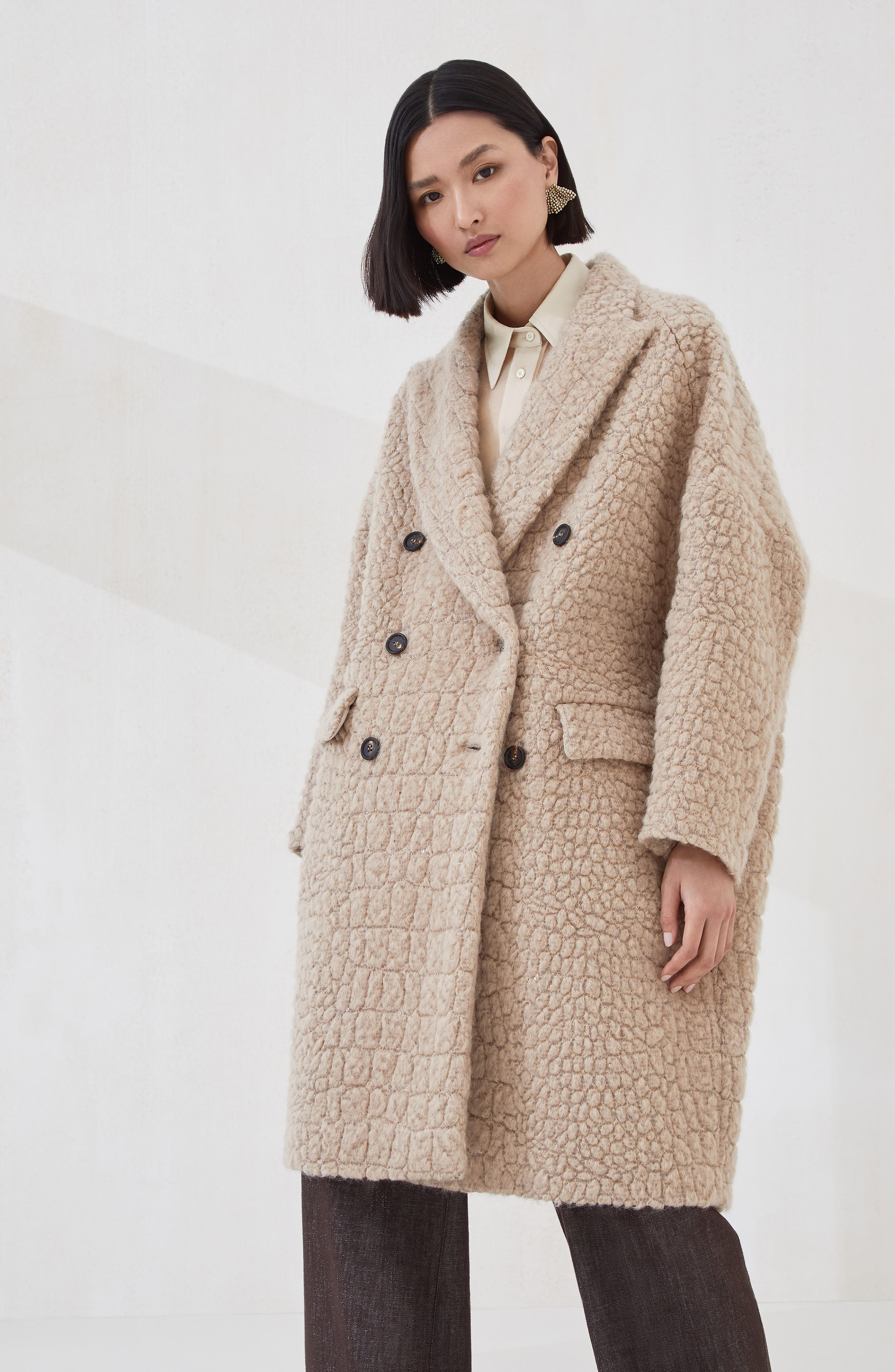 Brunello Cucinelli Coat with dazzling croc motif in Camel at Nordstrom - 2