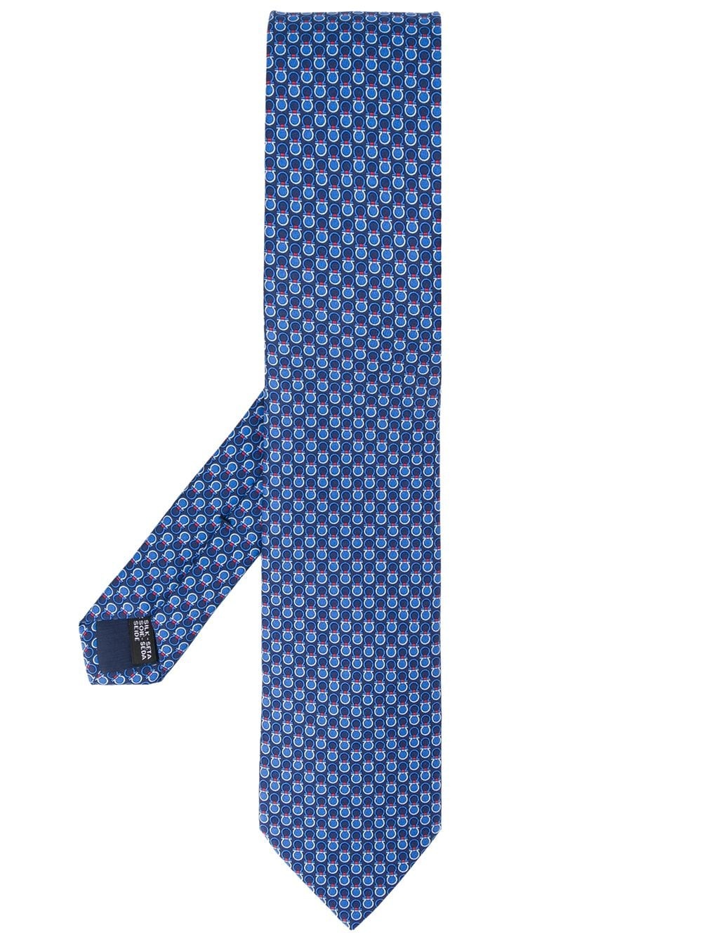 Gancini print silk tie - 1