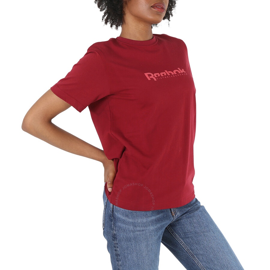 Reebok Collegiate Burgundy Cotton Jersey VB Logo T-shirt, Size X-Small - 5