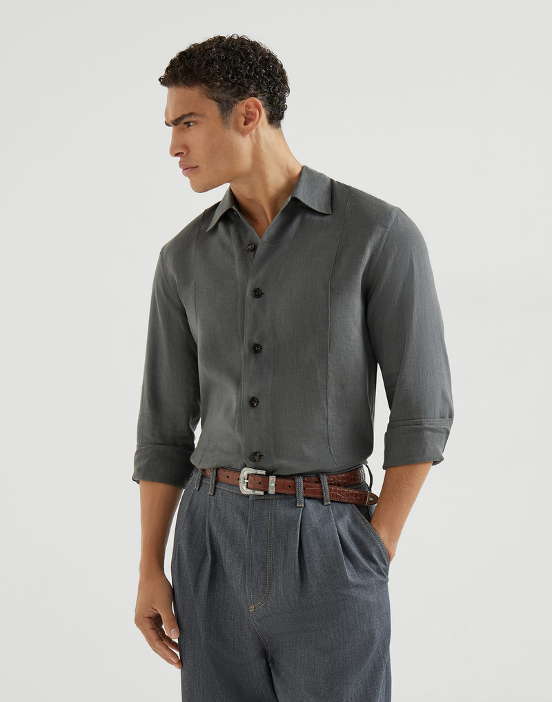 Linen easy fit shirt with Crête details 2