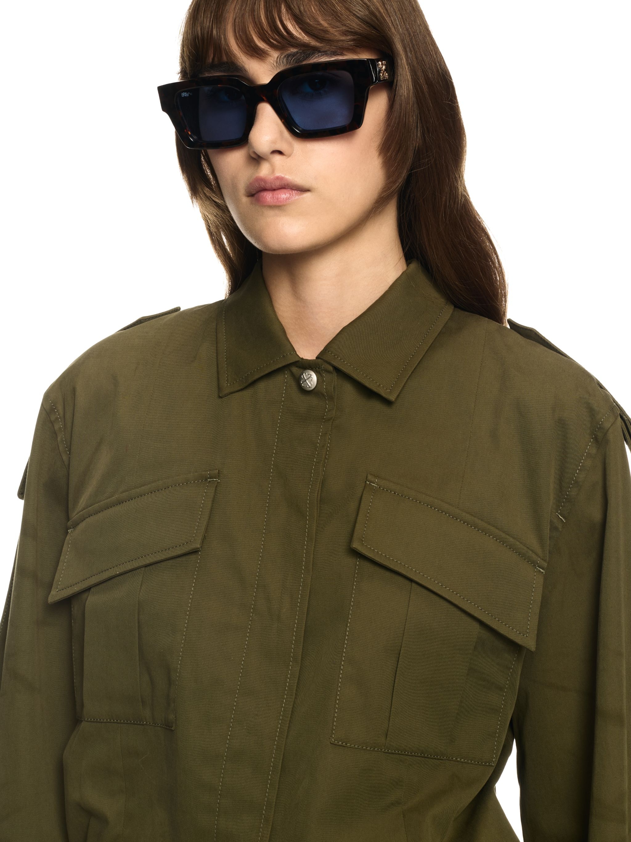 Off-White Green Savana Cotton Mini Dress | REVERSIBLE