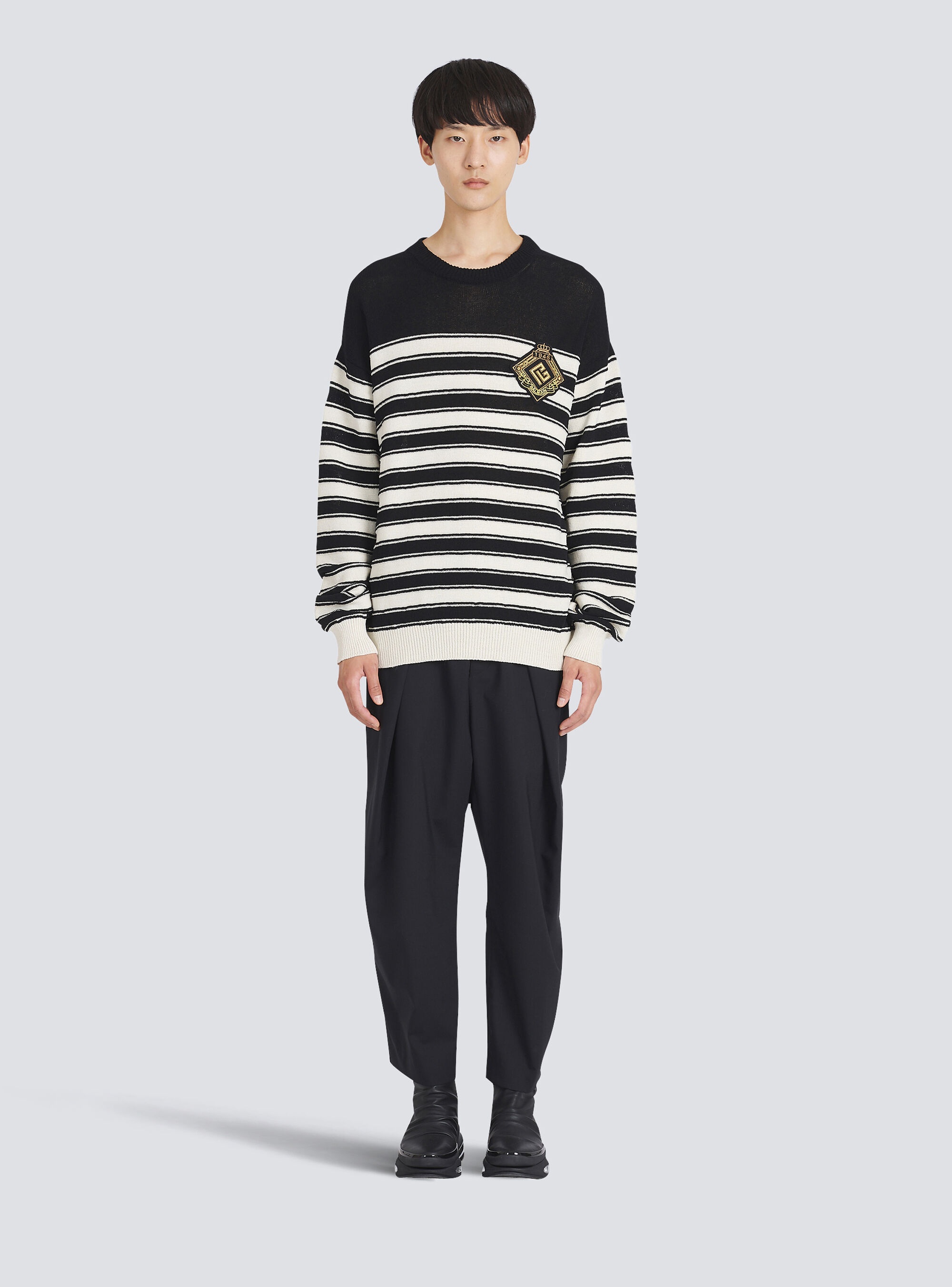 Nautical knit sweater with Balmain badge - 2