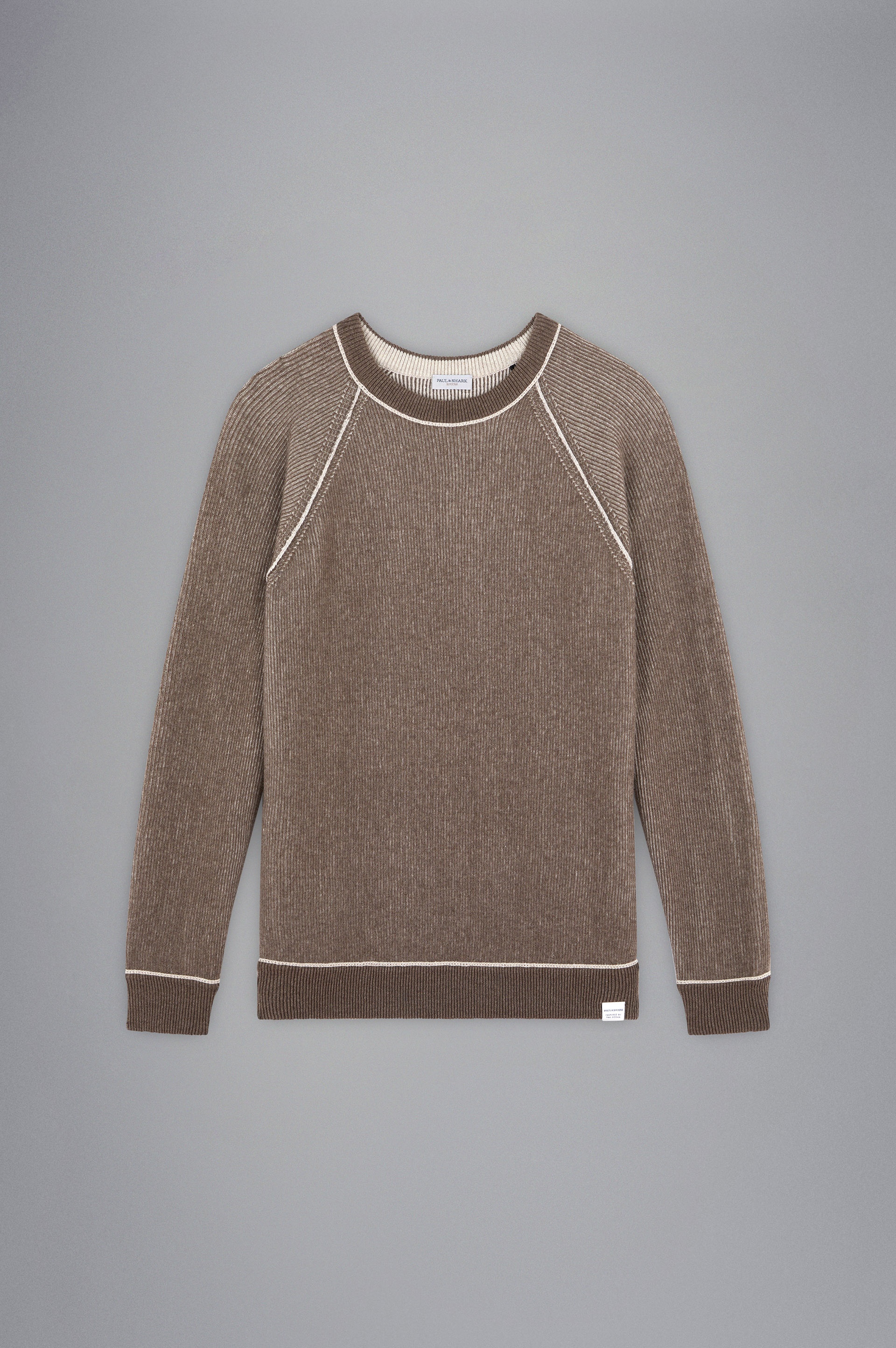 WOOL SWEATER WITH CONTRASTING PIPING - 1
