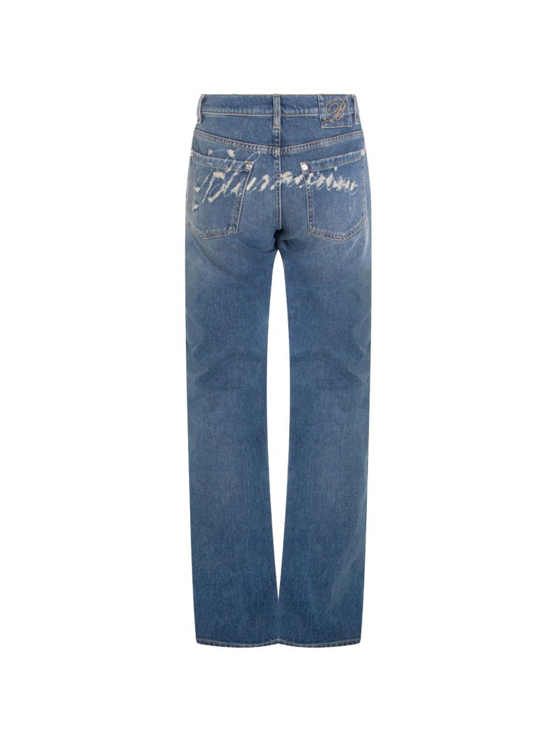 Blumarine distressed straight trousers outlook