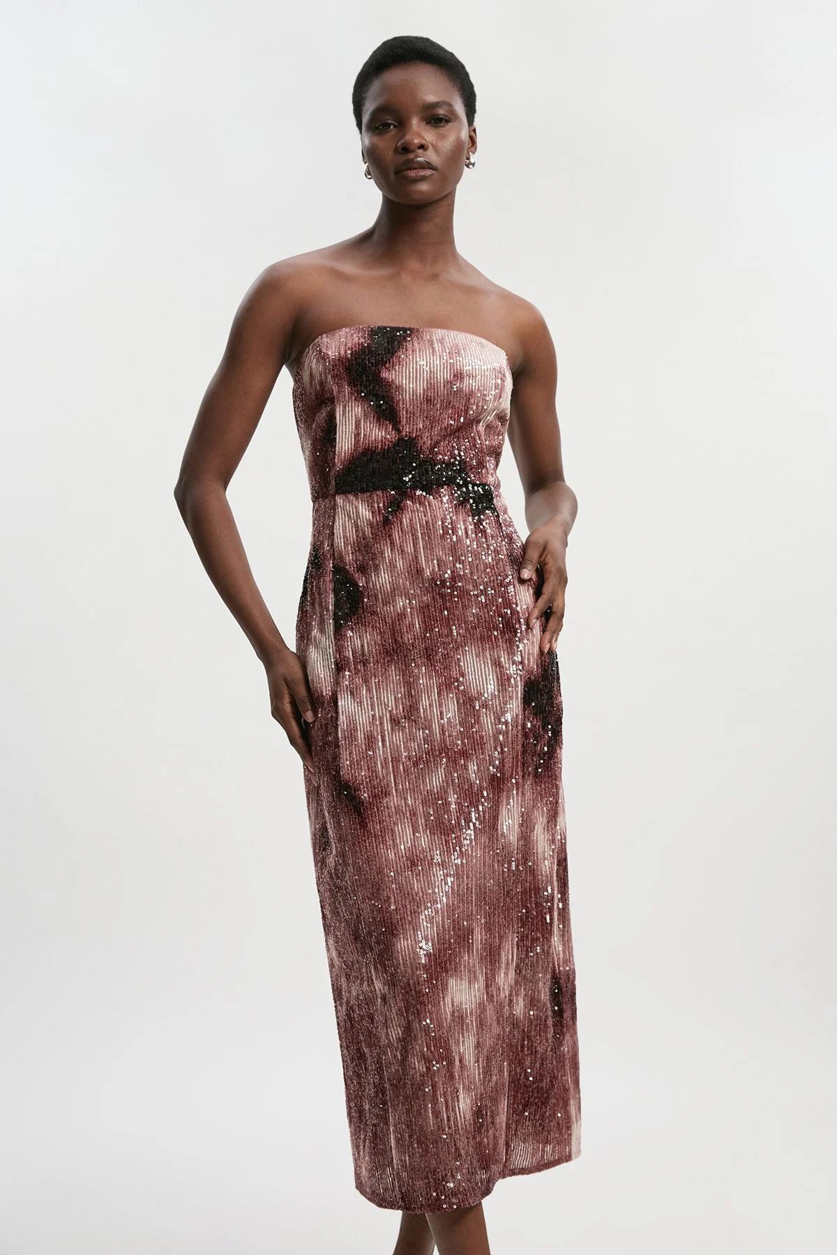 Petite Ombre Sequin Woven Midi Dress - 1