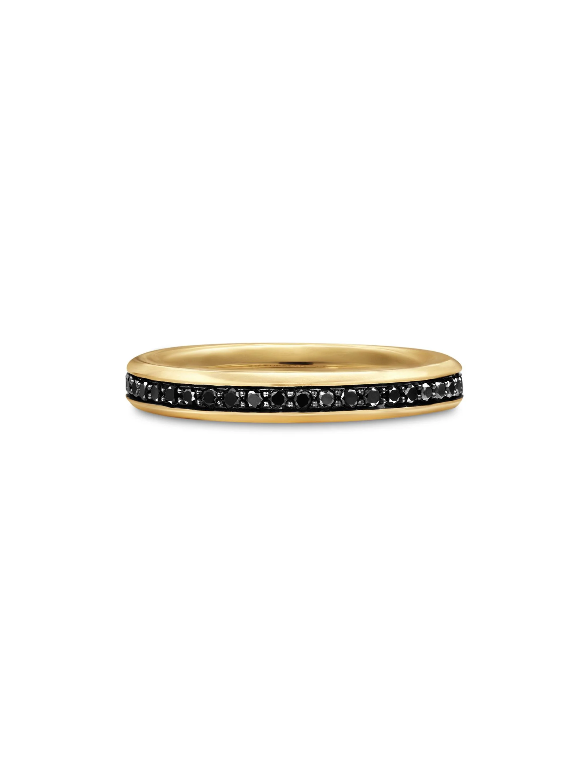 Men's Beveled Band Ring in 18K Yellow Gold - Black Diamond - 1