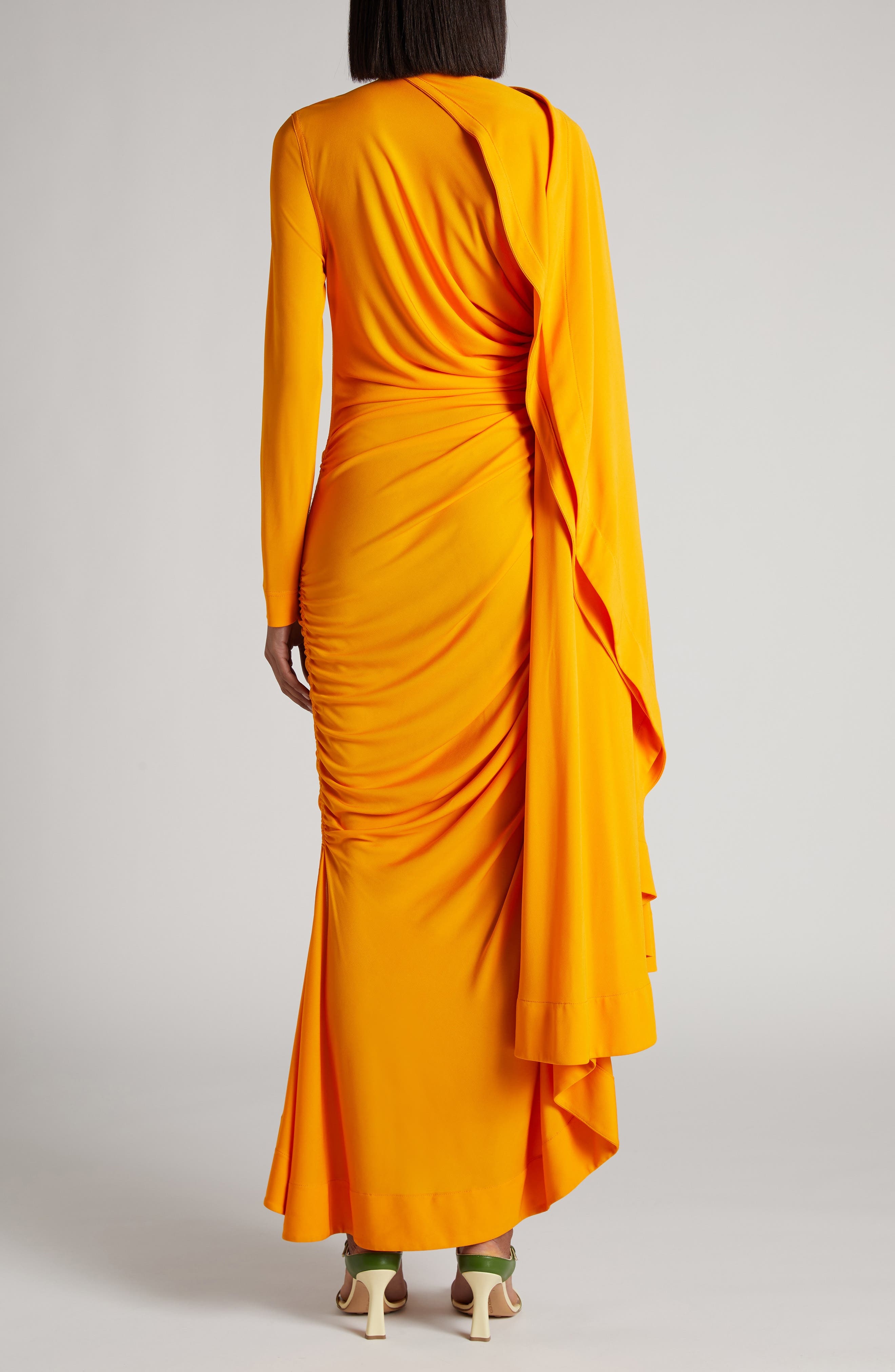 Bottega Veneta Asymmetric Draped Jersey Maxi Dress in 7274 Mandarin at Nordstrom - 2