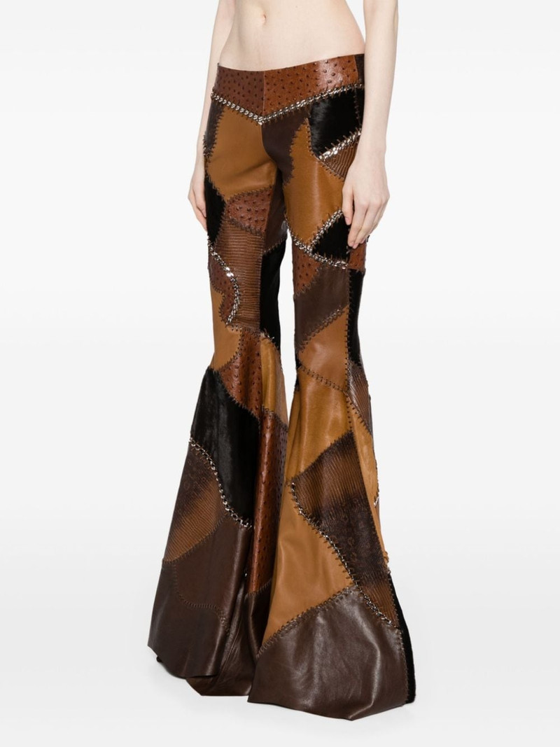 patchwork flared leather trousers 3