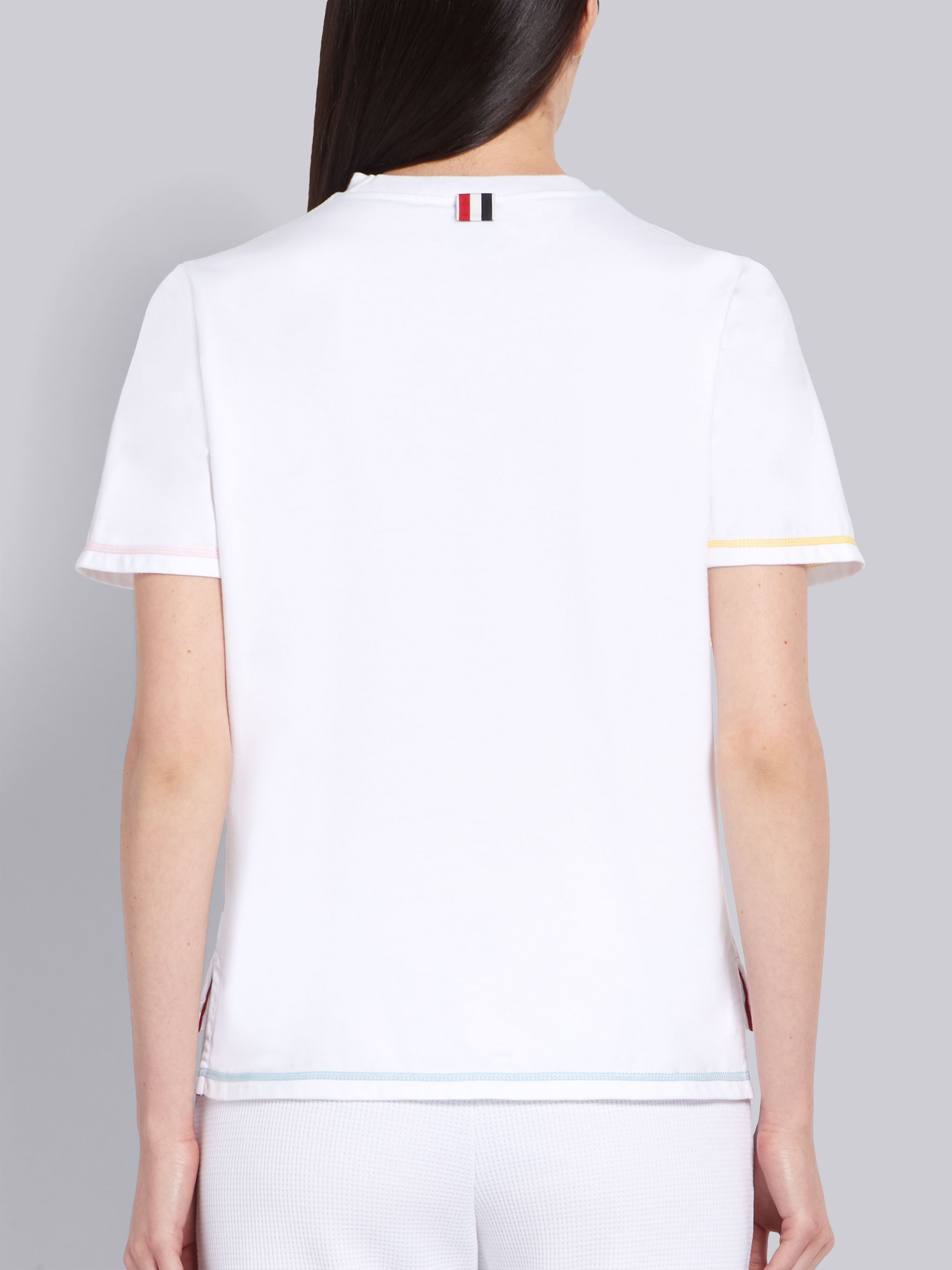 White Medium Weight Jersey Contrast Stitch Short Sleeve Tee - 3