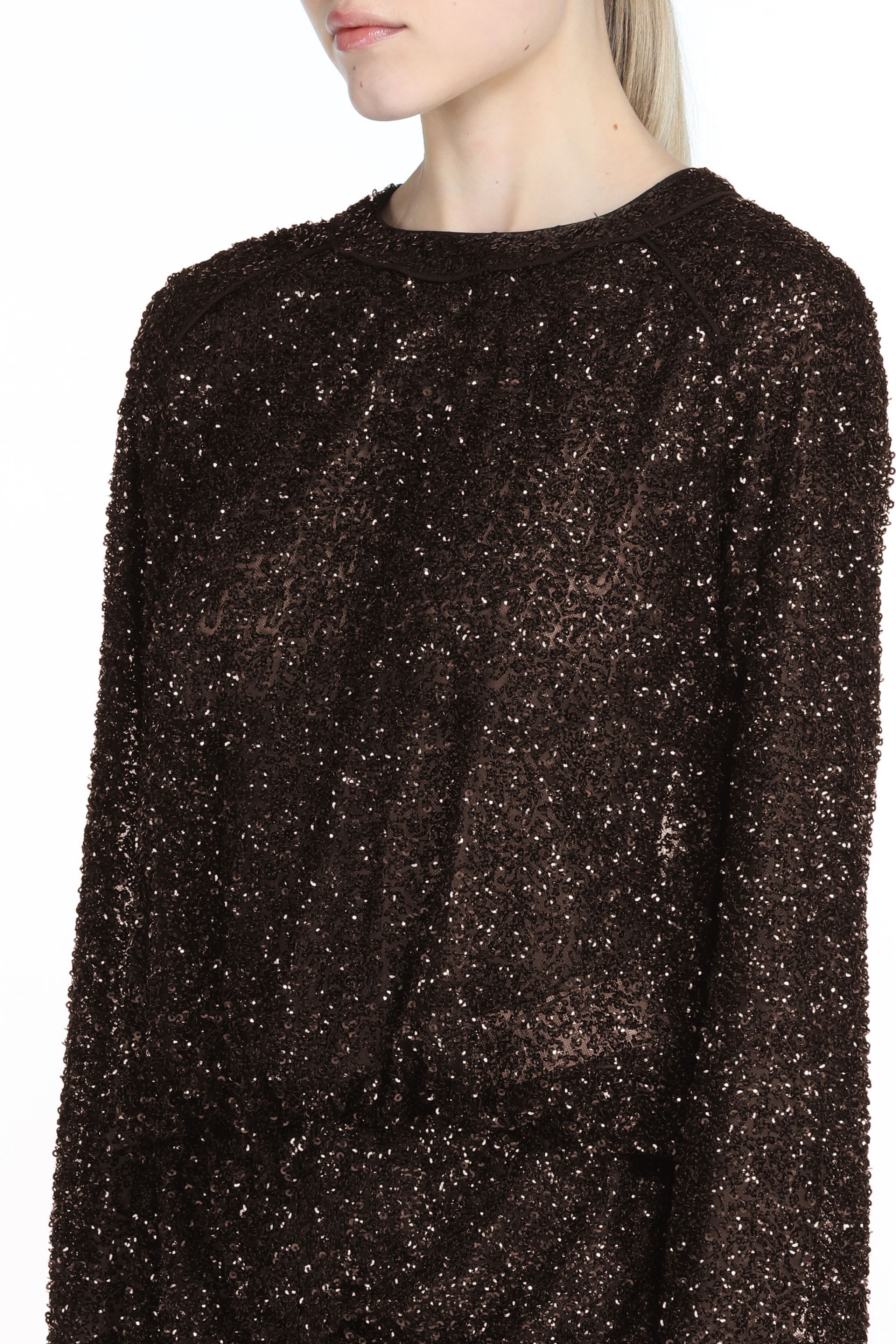 SEQUIN GATHERED MINI DRESS - 4