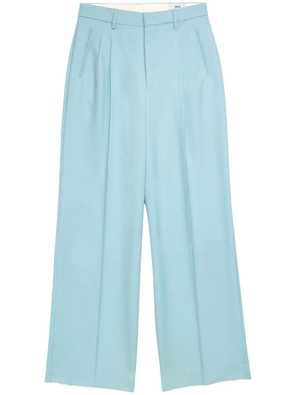 pleated long-length wool trousers - 1