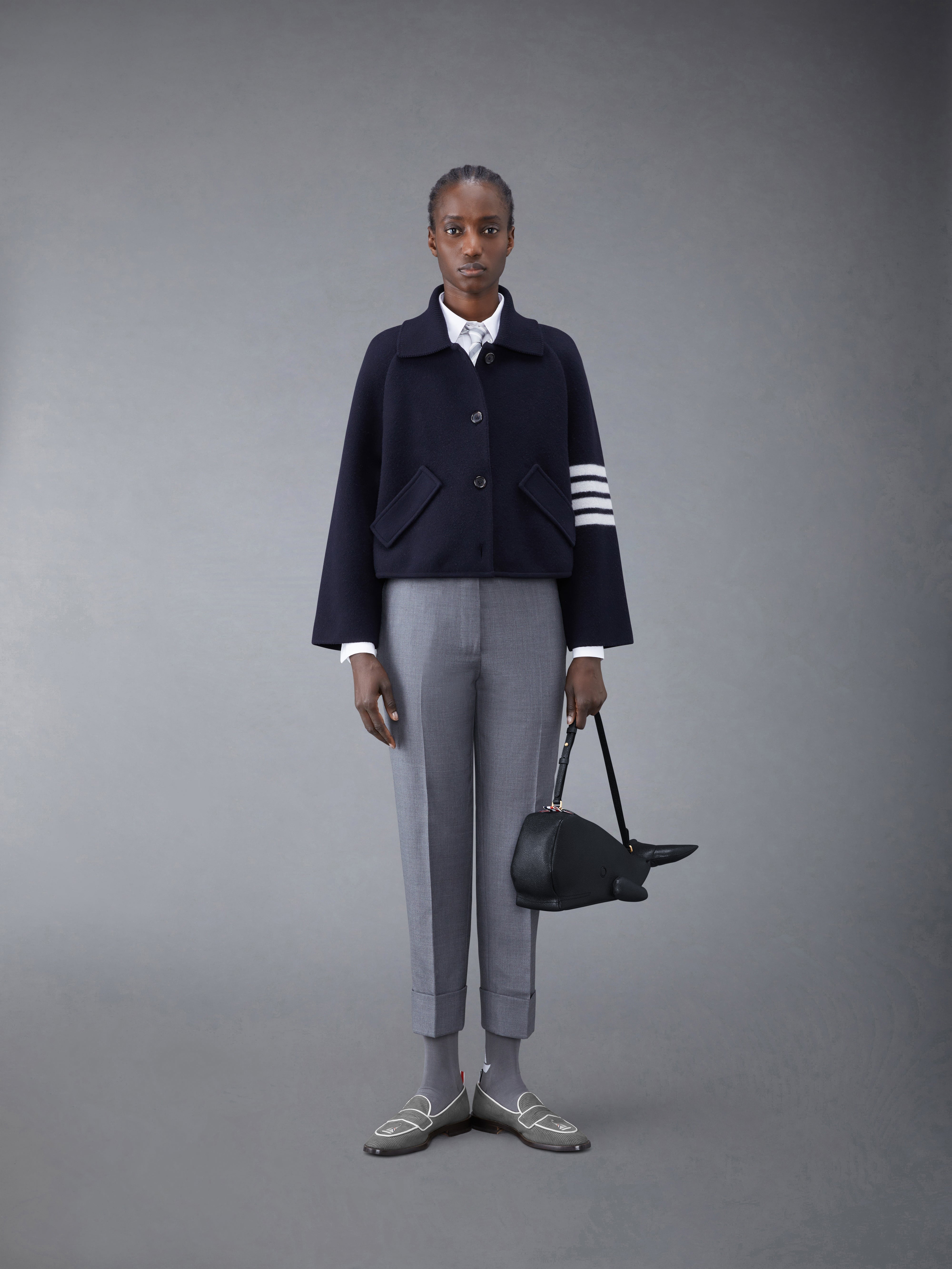 Boiled Wool Milano 4-Bar Cropped Car Coat - 3