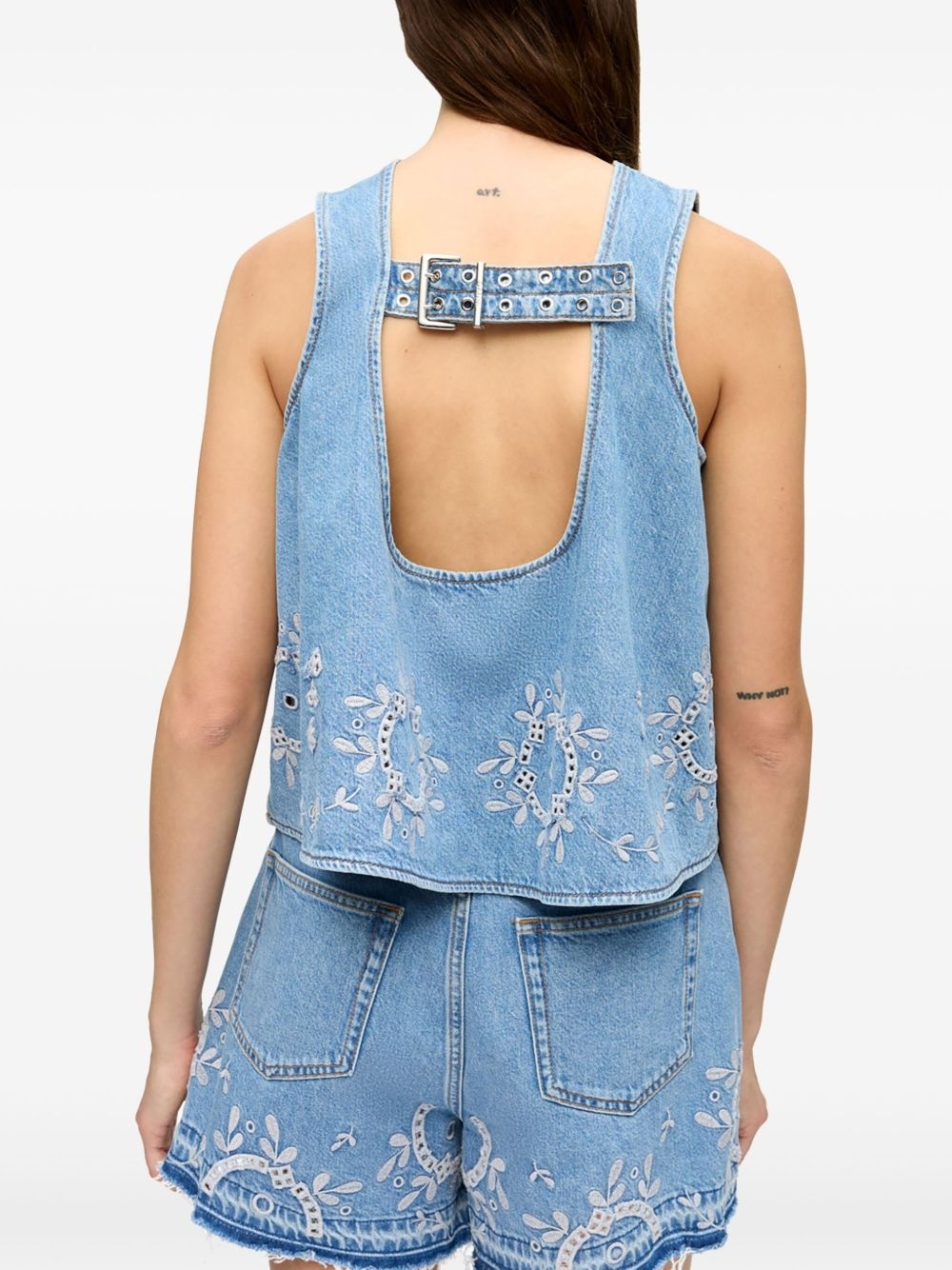 open-back denim top - 4