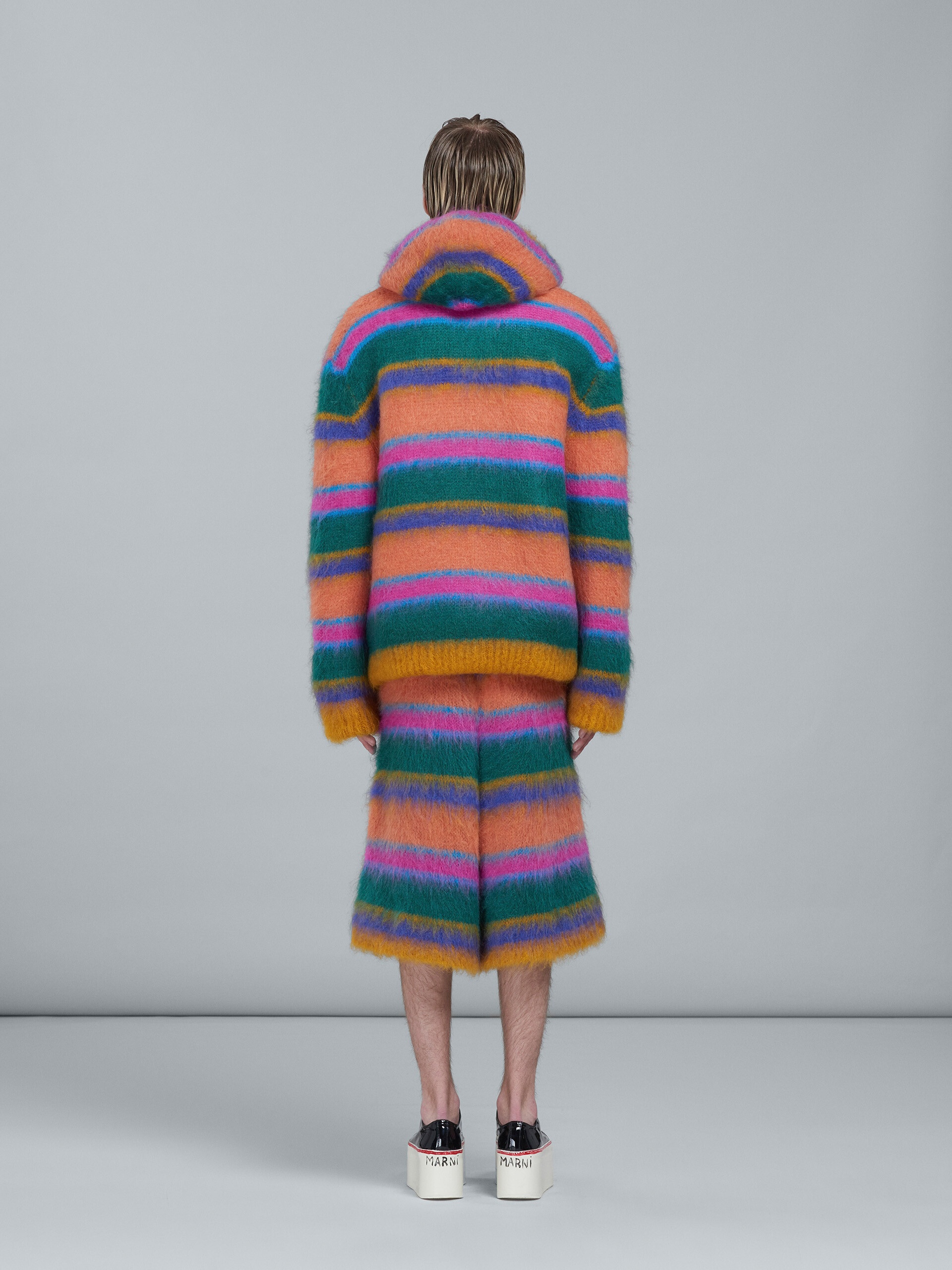 STRIPED MOHAIR AND WOOL HOODED CARDIGAN - 3