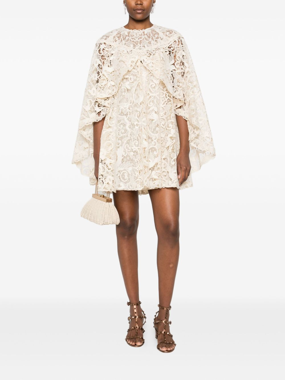 lace ruffled mini dress - 2