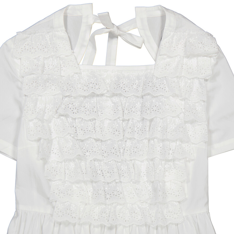 Comme Des Garcons Girl White Ruffled Cotton-poplin Dress - 6