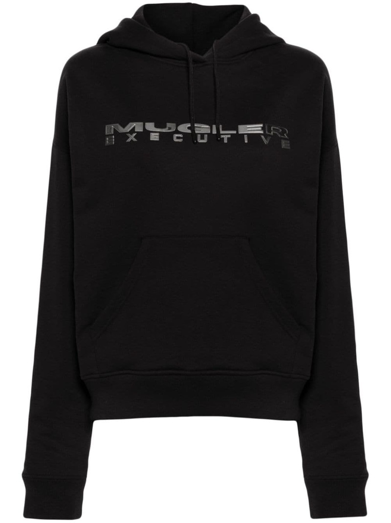logo-lettering jersey hoodie 1
