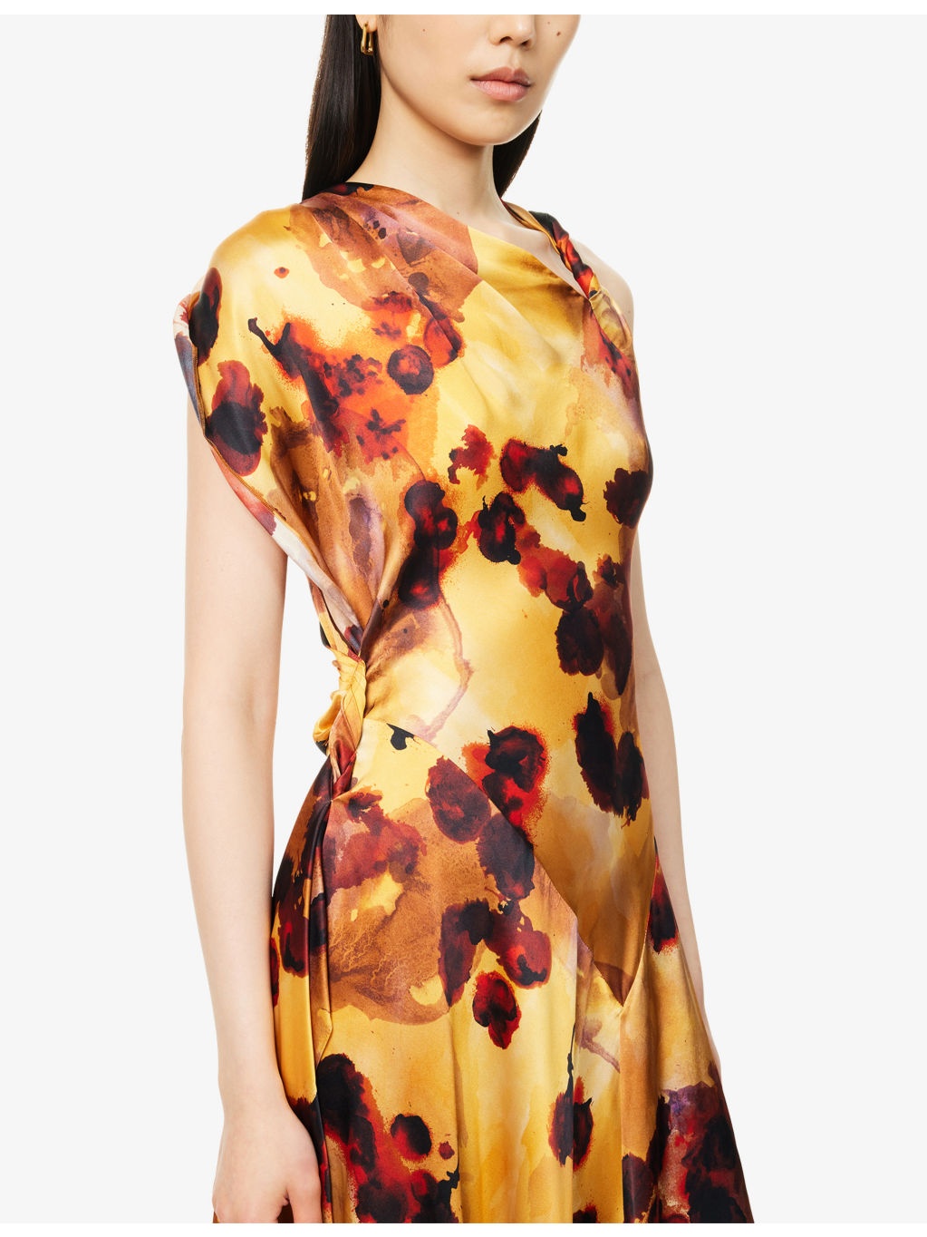 Draped Sleeveless Silk Midi Dress - 6
