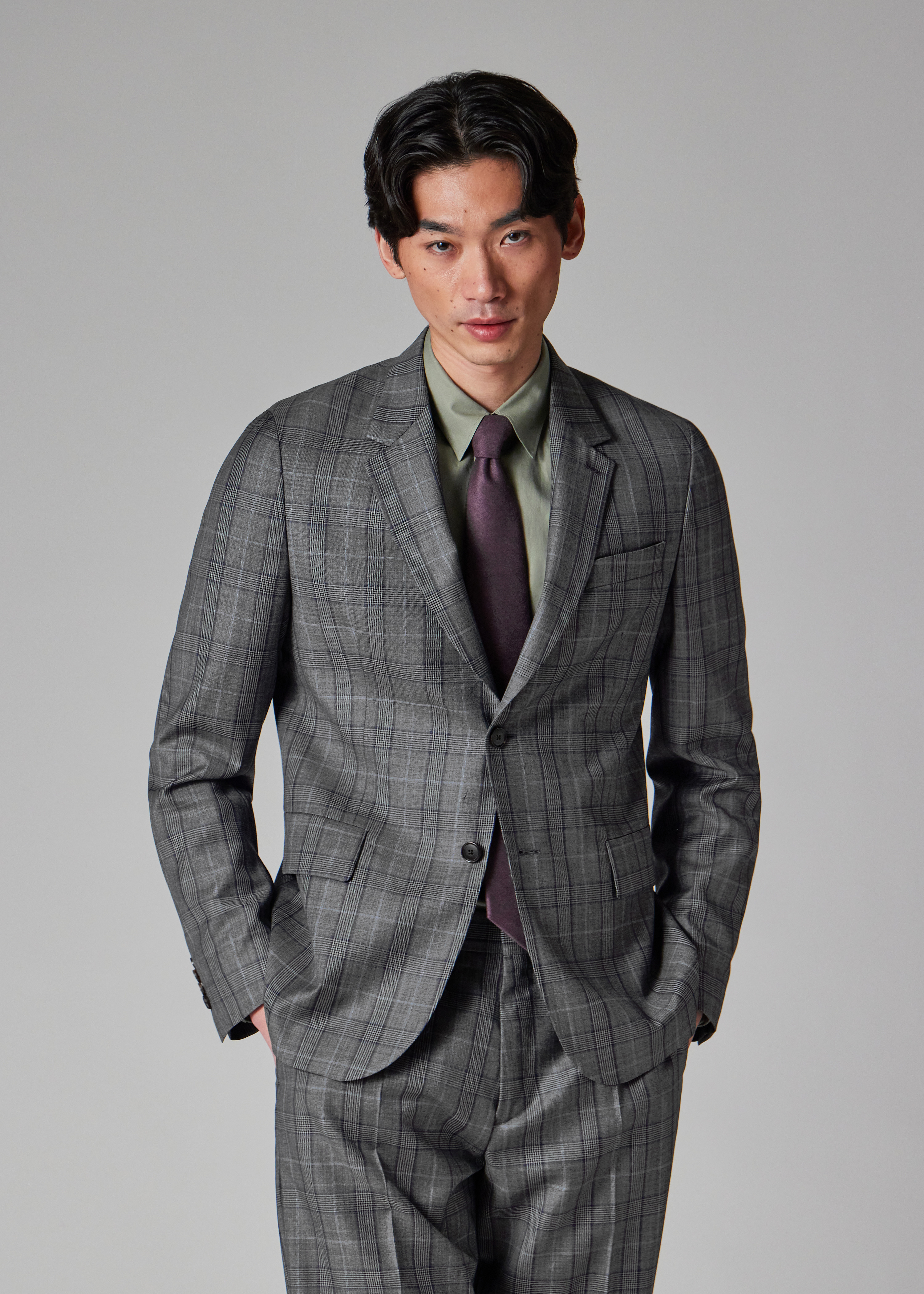 Grey Wool Check Suit - 15