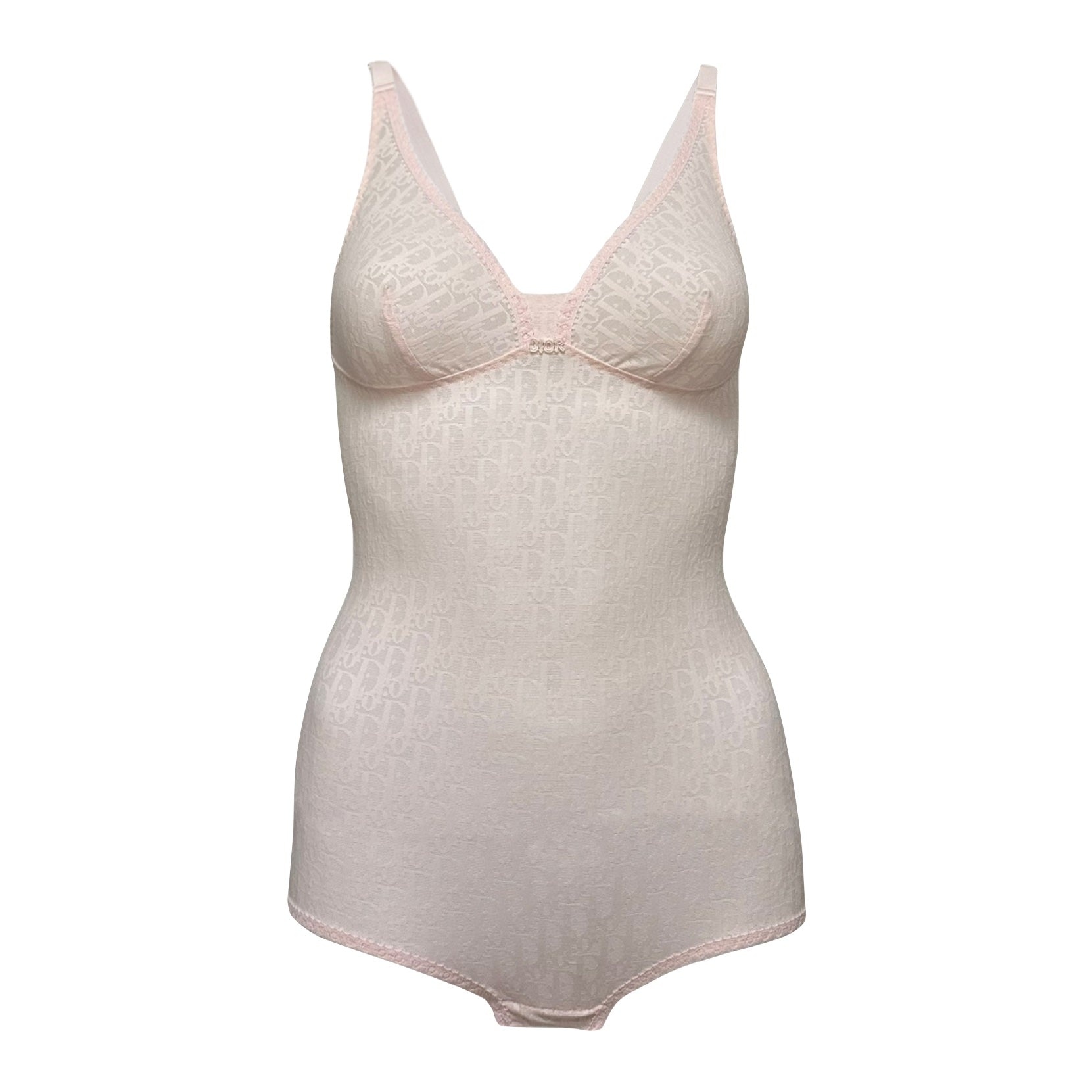 CHRISTIAN DIOR "DIOR" Logo Trotter Sheer Bodysuit - 1