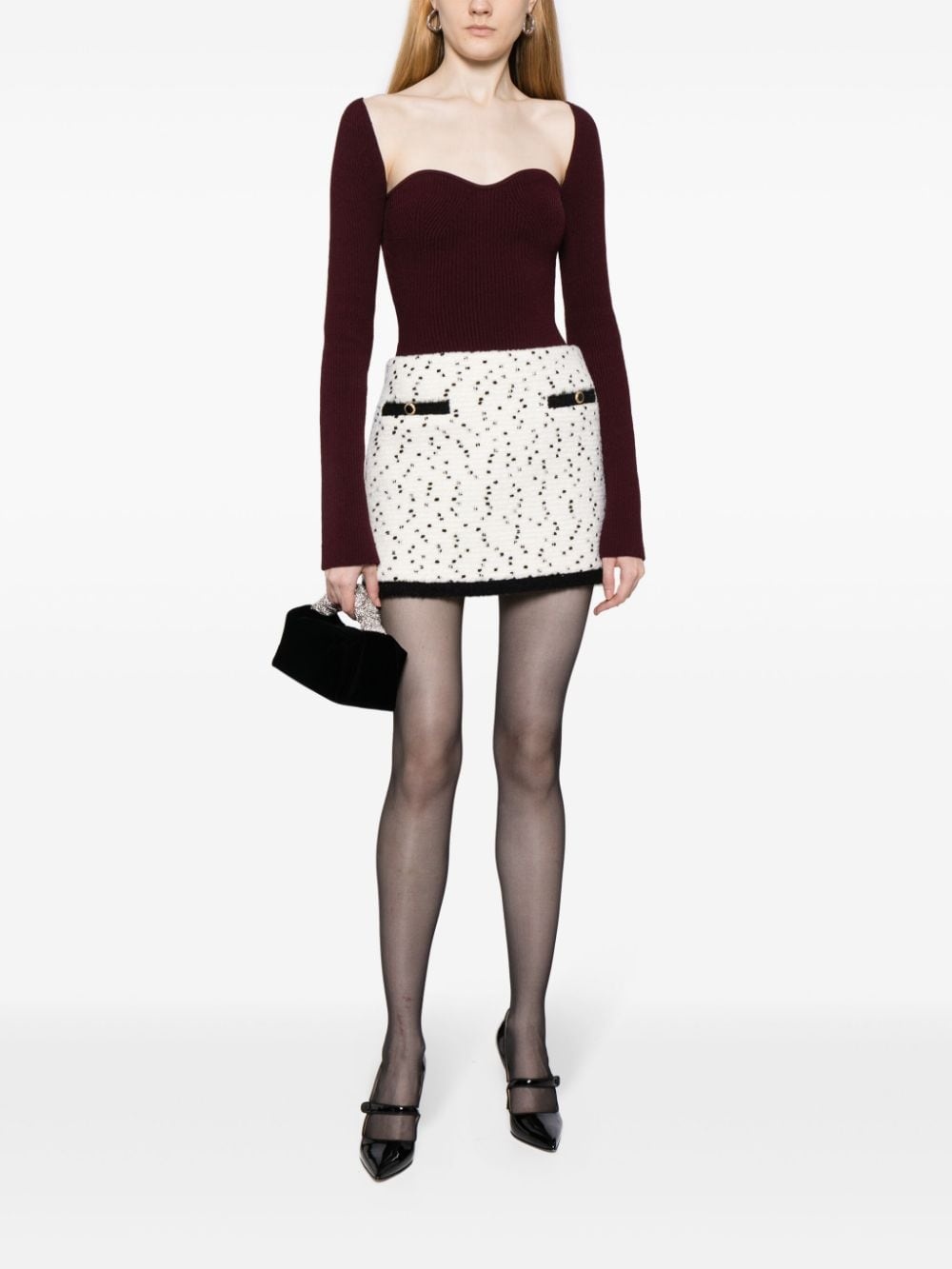 bouclÃ© wool-blend miniskirt - 3