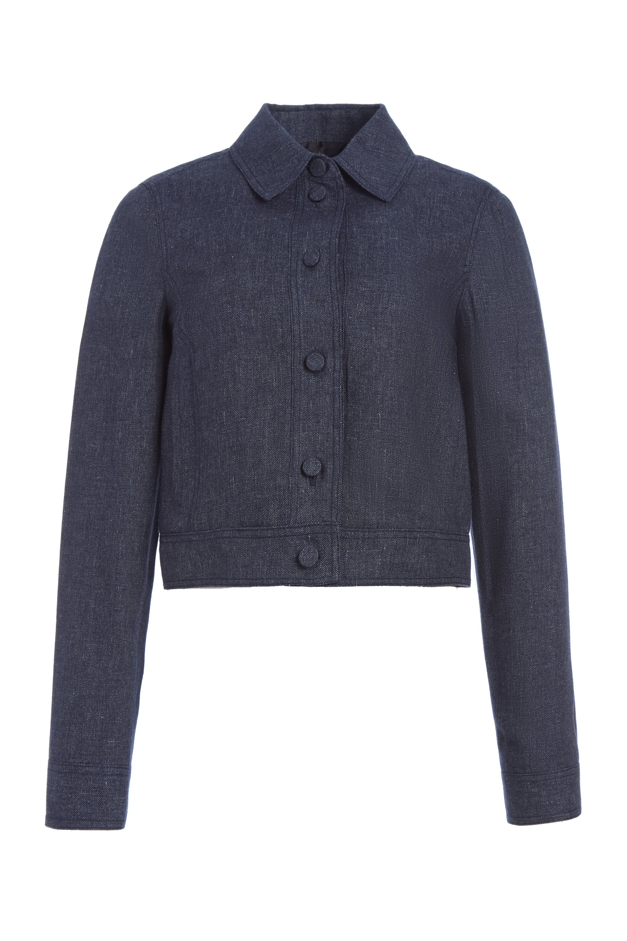 Thereza Jacket in Navy Linen Virgin Wool - 1
