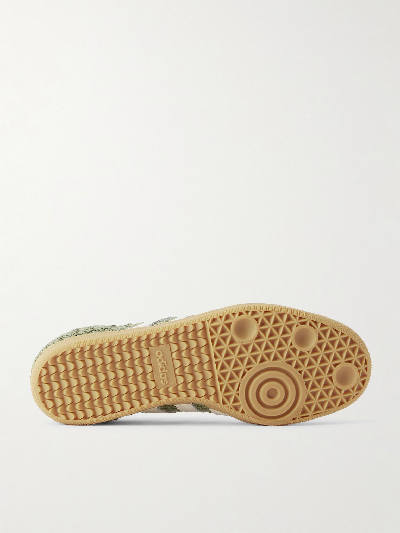 Samba OG Nubuck and Leather-Trimmed Stretch-Knit Sneakers Green - 3