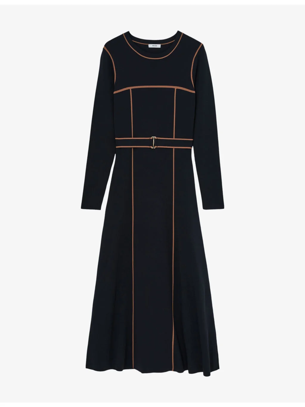 Etta Colour-Block Knitted Woven Midi Dress - 1