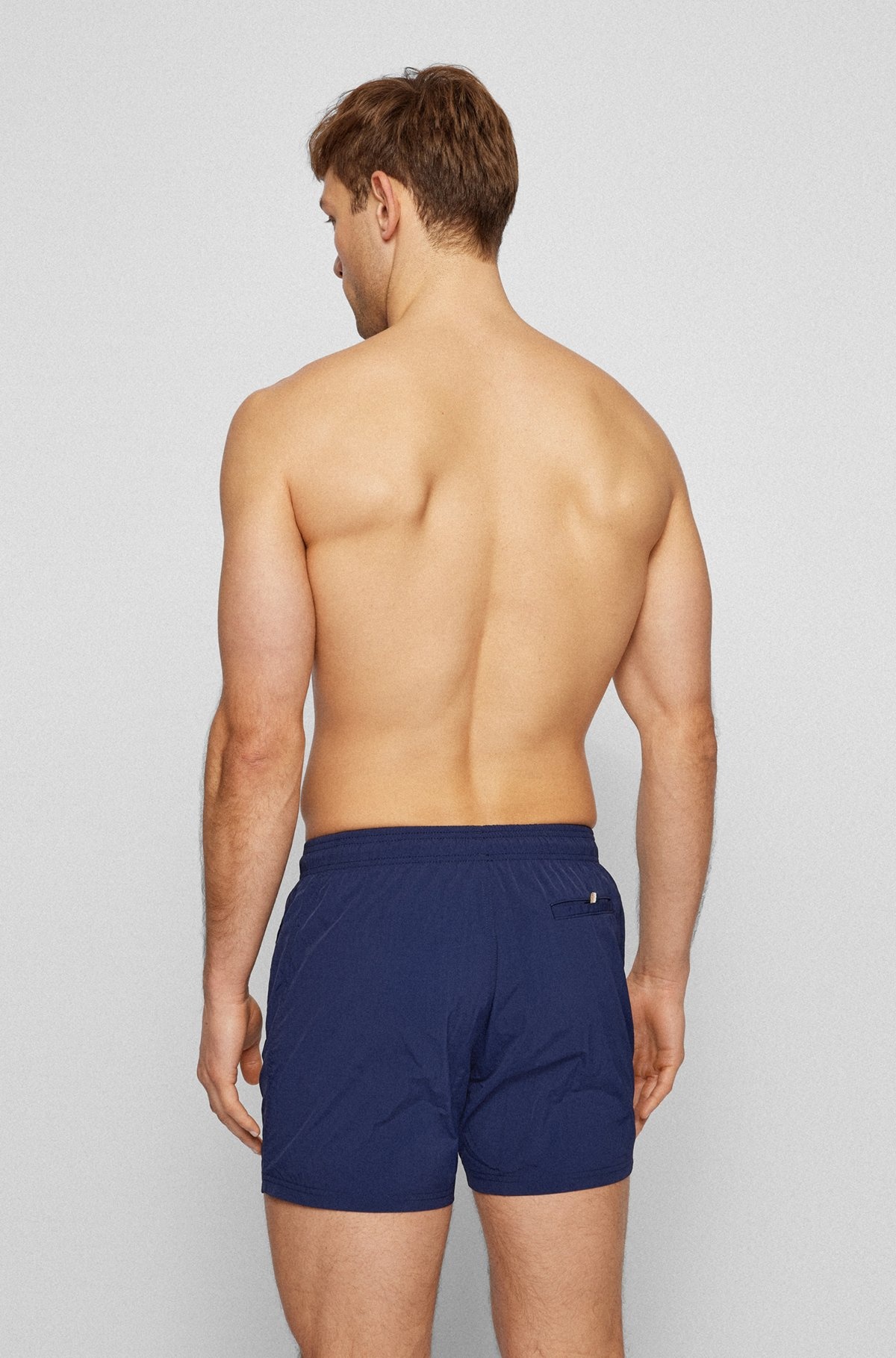 QUICK-DRYING SWIM SHORTS WITH CONTRAST LOGO - 4