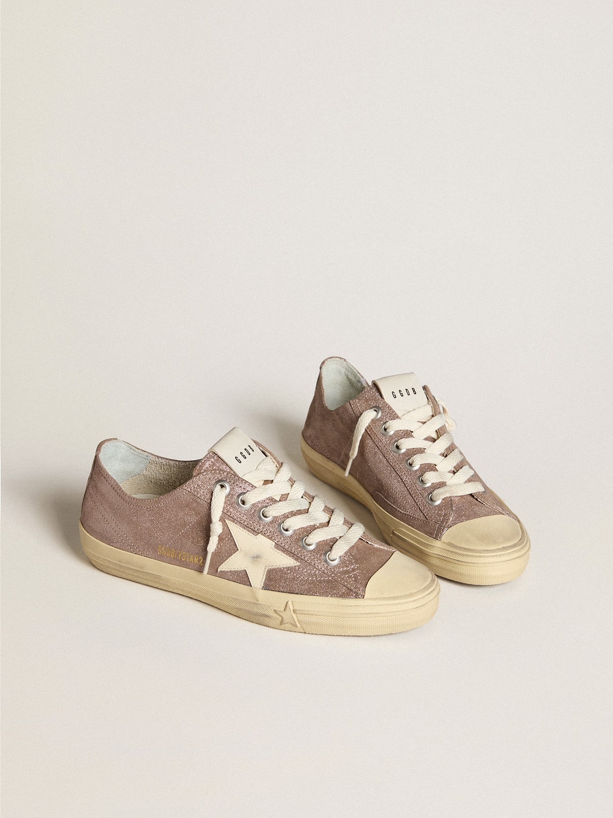 V-Star in light brown metallic suede with cream leather star - 2