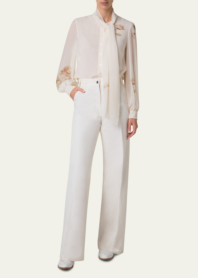 AKRIS Finnian Wide Leg Cotton Stretch Denim Pants outlook