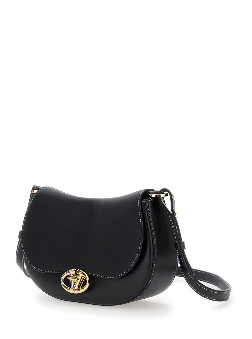 Valentino Garavani Women 'Ovhal Small' Black Shoulder Bag With Vlogo Signature In Leather Woman - 2