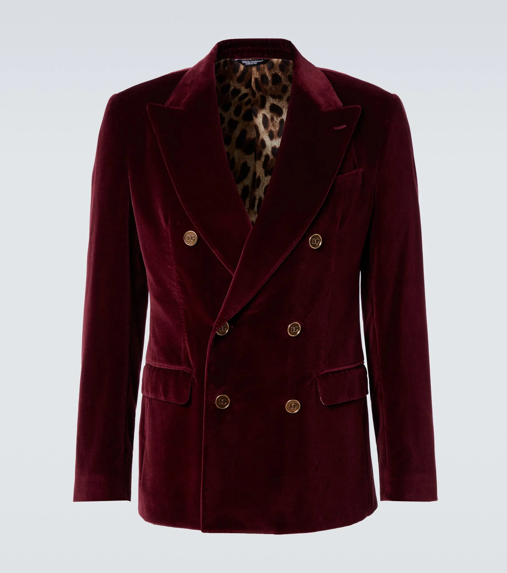 Double-breasted cotton velvet blazer - 1