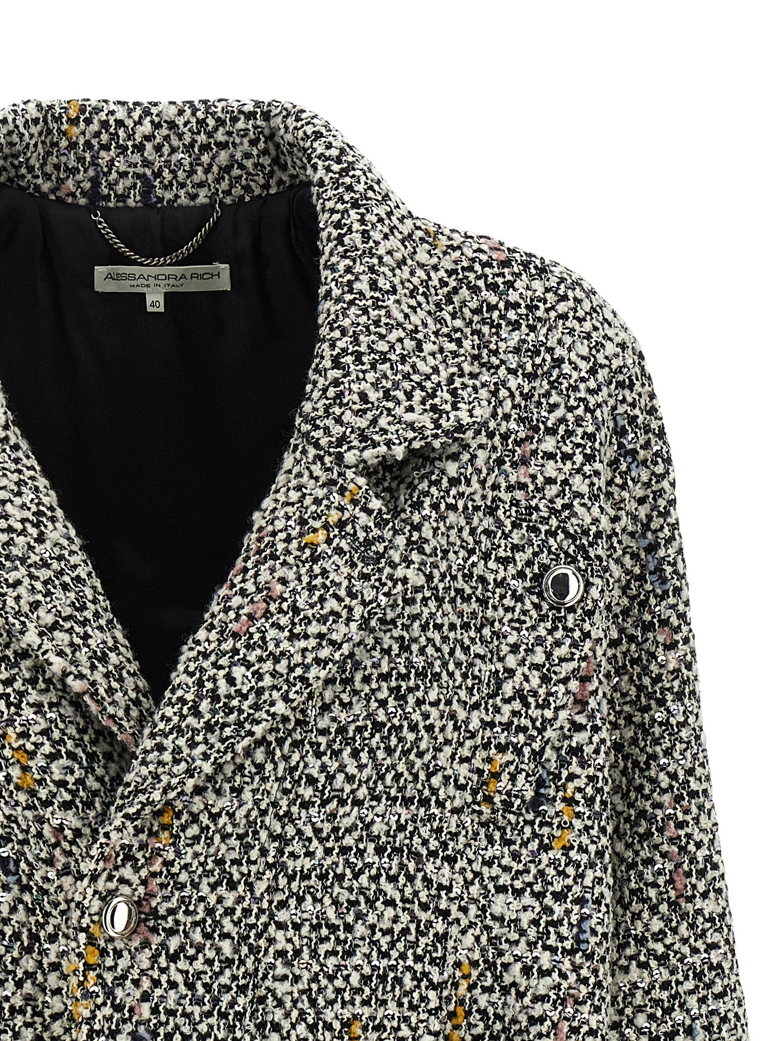 Tweed Bomber Jacket Puffer Jackets White - 3