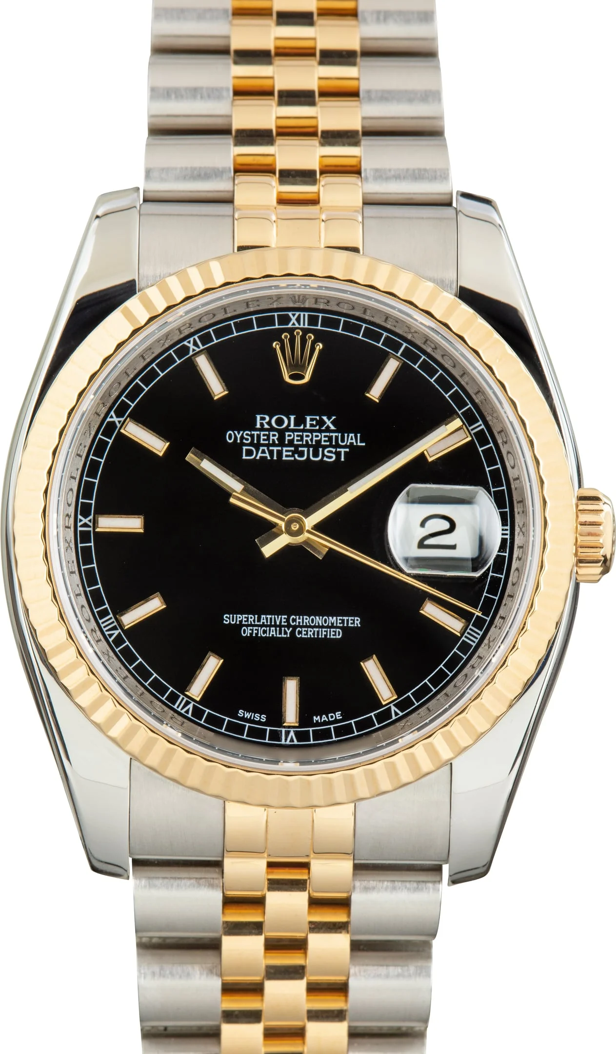 Used Rolex Datejust 36 Black Dial Ref 116233 Jubilee Band - 1