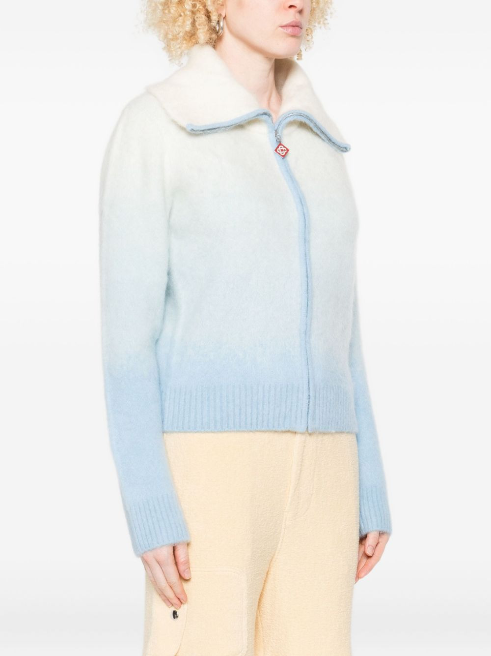gradient zip-up cardigan - 3