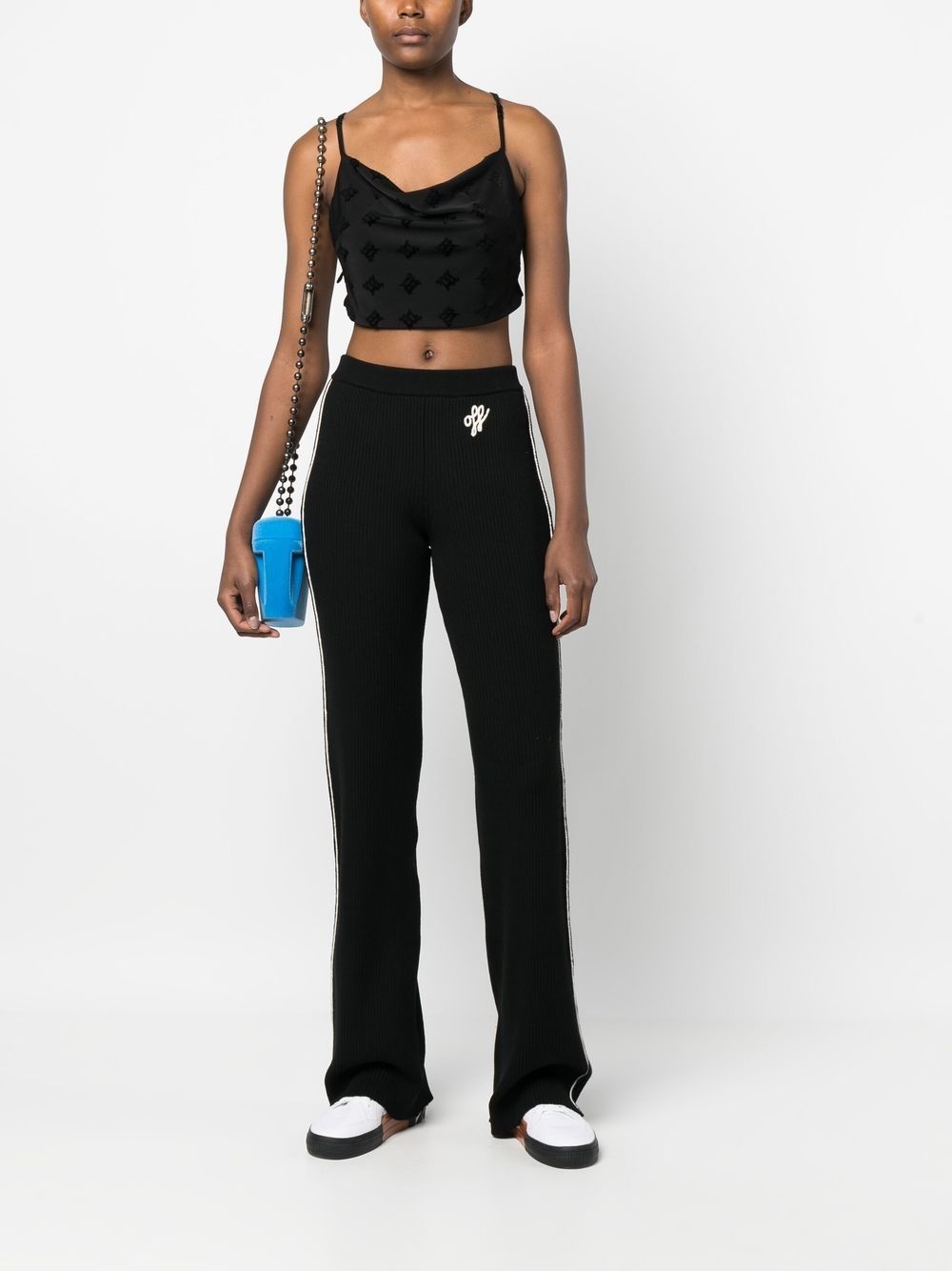 embroidered-logo knit trousers - 2