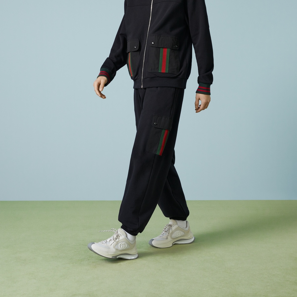 Cotton jersey jogging pant with Web - 5