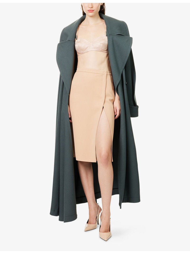 MUGLER Split-Front Regular-Fit Woven Midi Skirt outlook