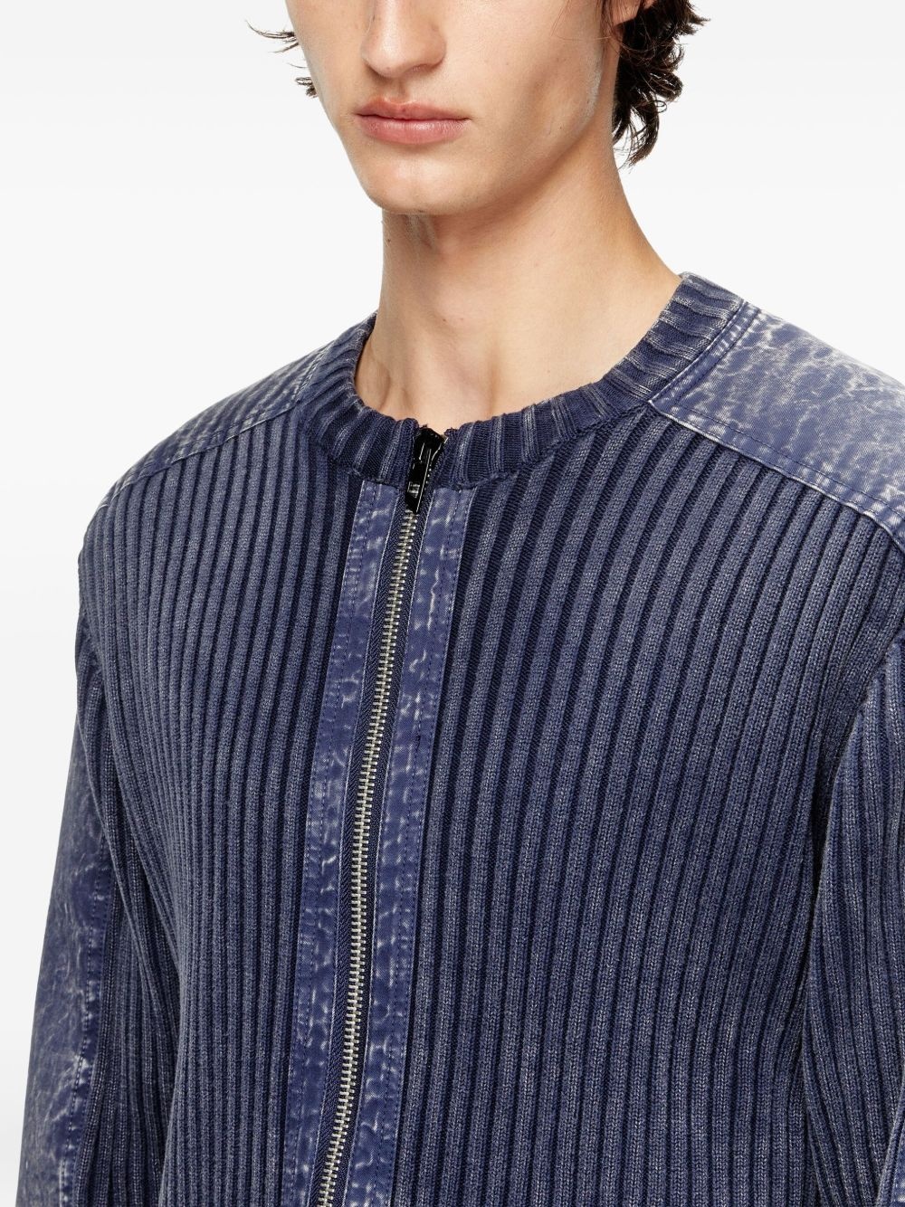 ribbed zip-up cardigan - 5